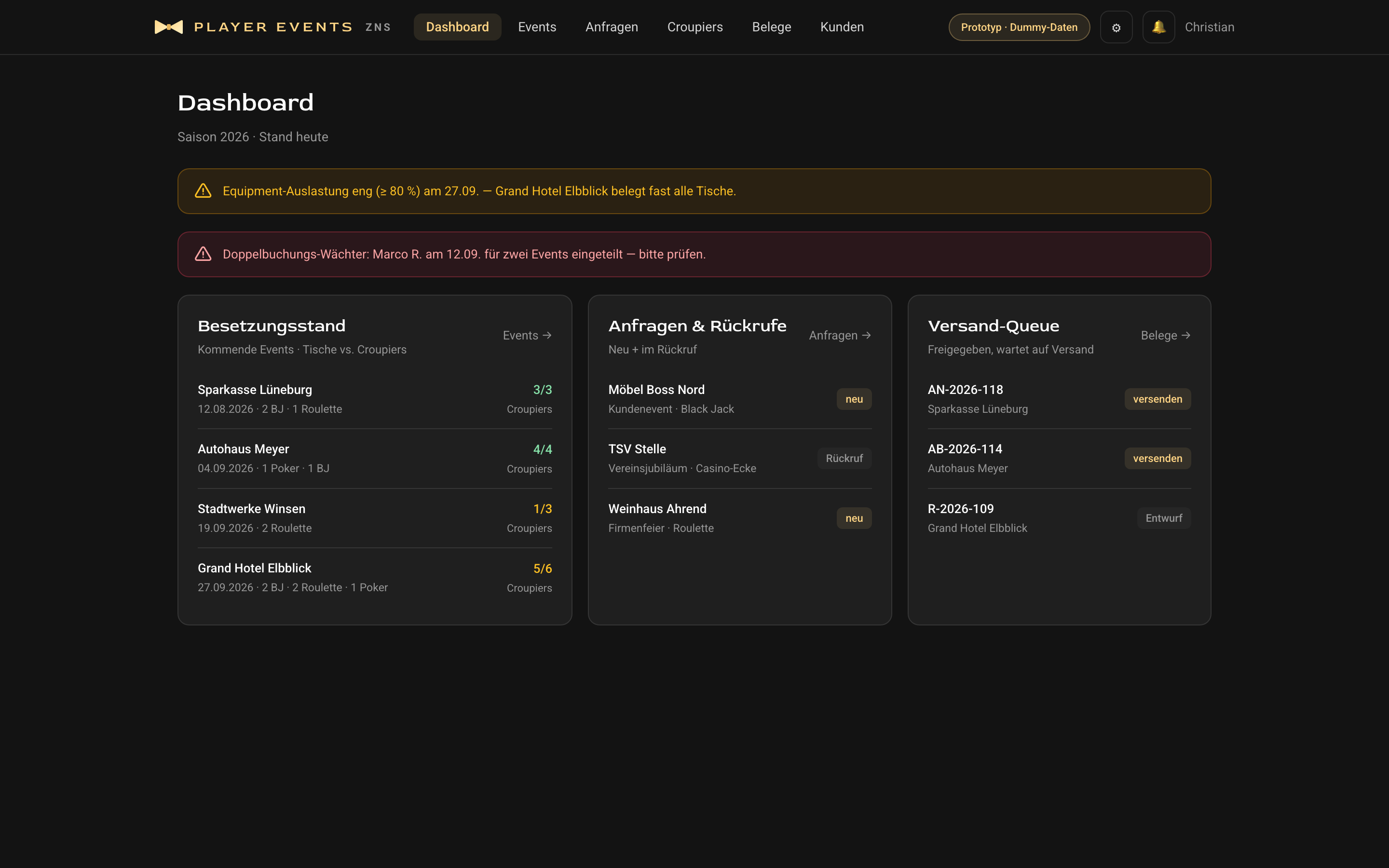 Player Events — Desktop