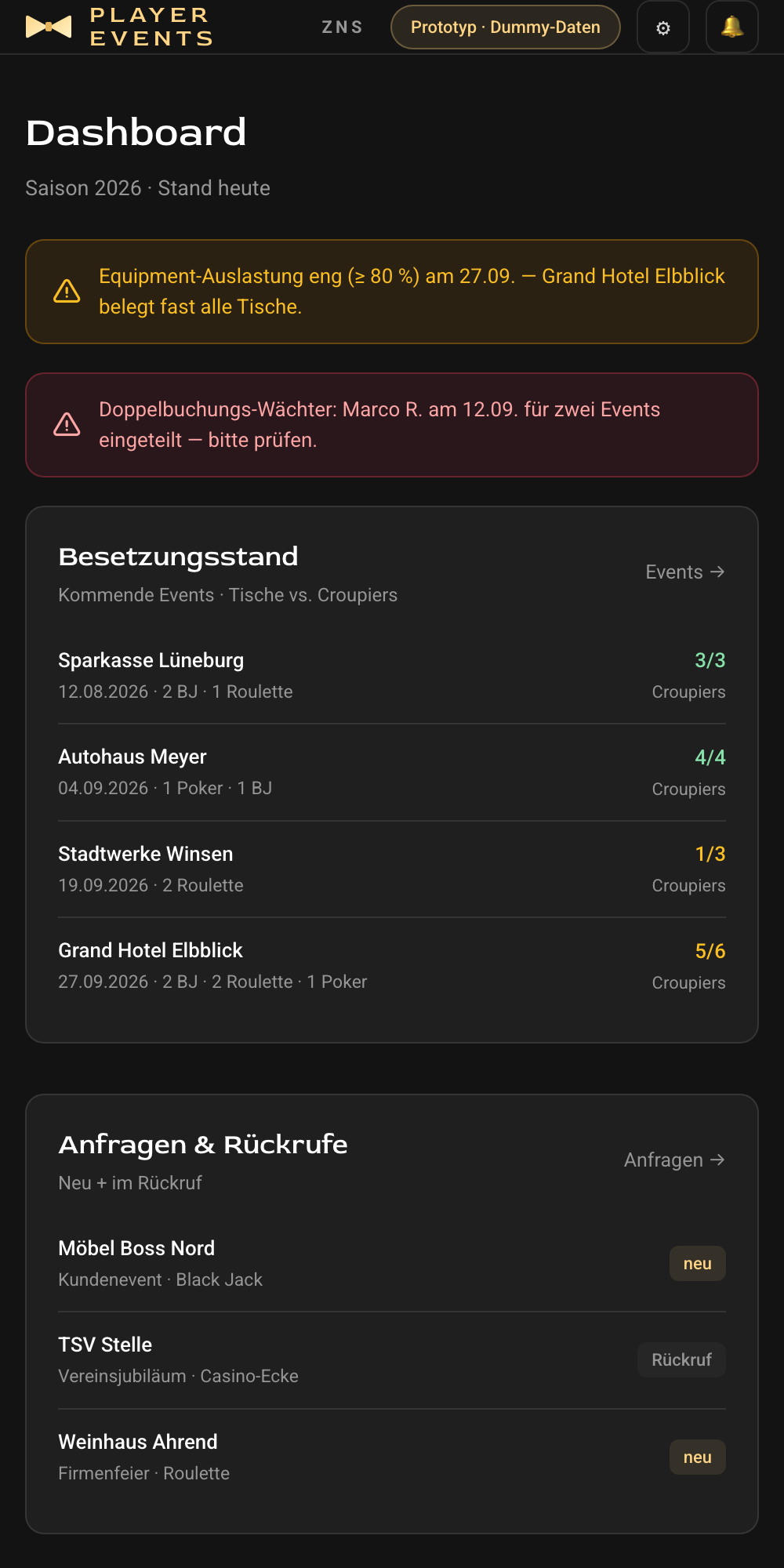 Player Events — Handy